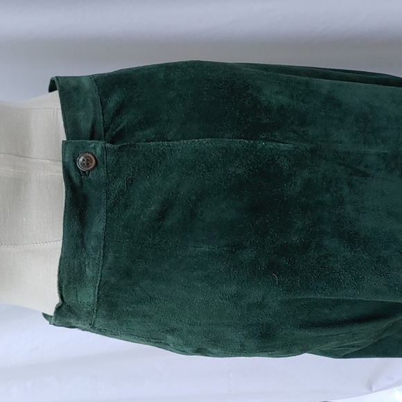 Ladies Hillary Paige suede skirt, hunter green, back zip, front split, sz 10 - Picture 5 of 8